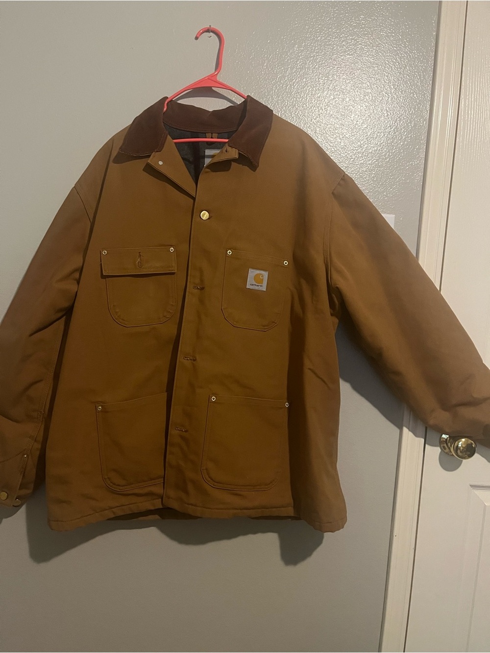 Carhartt Brown Duck Canvas Work Jacket with Corduroy Collar